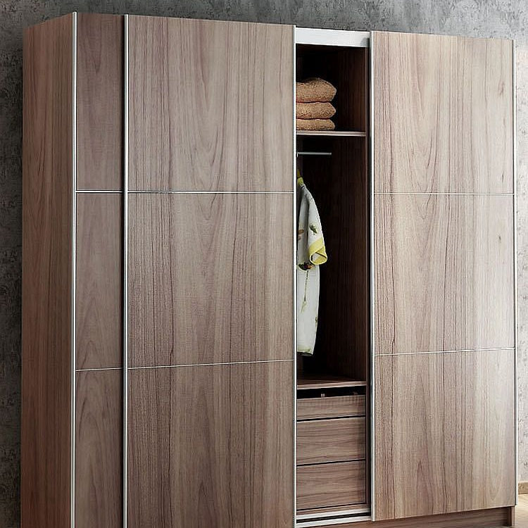Modern MDF Sliding Door Wardrobe Closet Organizer for Bedroom & Hotel