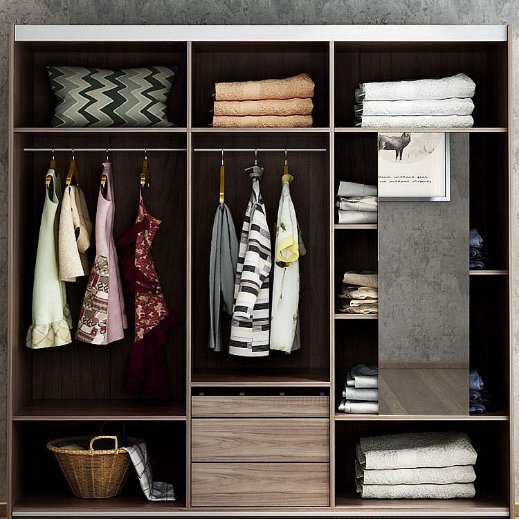 Modern MDF Sliding Door Wardrobe Closet Organizer for Bedroom & Hotel